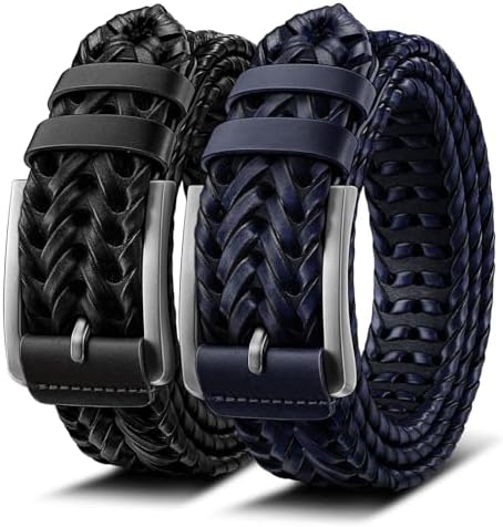 2-Pack Braided Woven Leather Belts