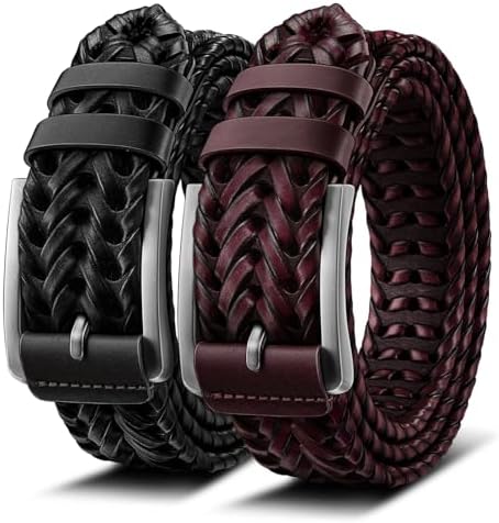 2-Pack Braided Woven Leather Belts