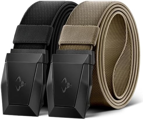 2-Pack Men Stretch Tactical Web Belt-Trimmable 1.5″-Adjustable Fit