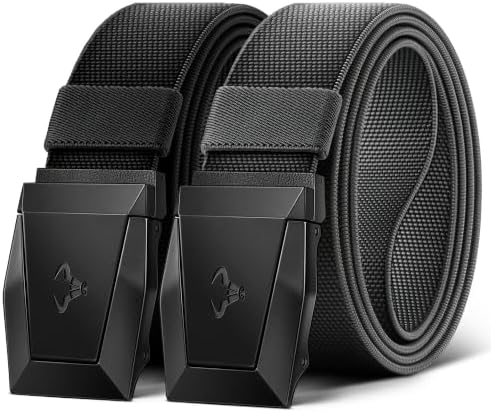 2-Pack Men Stretch Tactical Web Belt-Trimmable 1.5″-Adjustable Fit