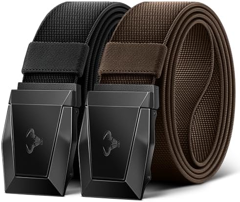 2-Pack Men Stretch Tactical Web Belt-Trimmable 1.5″-Adjustable Fit