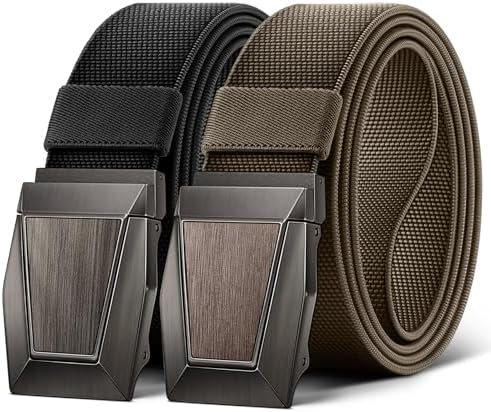 2-Pack Men Stretch Tactical Web Belt-Trimmable 1.5″-Adjustable Fit