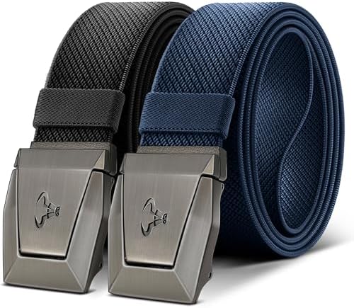 2-Pack Men Stretch Tactical Web Belt-Trimmable 1.5″-Adjustable Fit