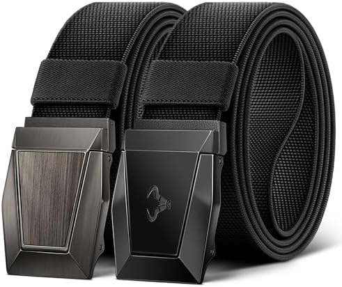 2-Pack Men Stretch Tactical Web Belt-Trimmable 1.5″-Adjustable Fit
