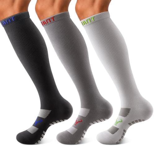 3-Pack Men Cushioned Compression Knee-High Sports Recovery Socks