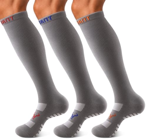 3-Pack Men Cushioned Compression Knee-High Sports Recovery Socks