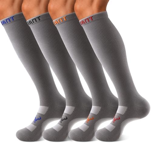4-Pack Men Cushioned Compression Knee High Socks Sports Recovery