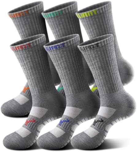 6-Pack Cushioned Compression Crew Socks