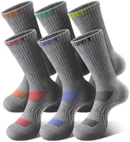 6-Pack Men's Cushioned Compression Running Gym Sports Crew Socks
