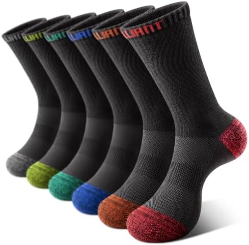 6Pack Men’s Compression Athletic Running Bamboo-rayon Crew Socks