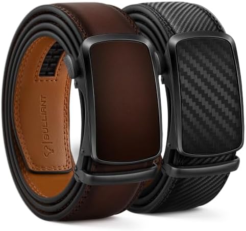 Belt Men 2 Pack, Ratchet Leather Belts 1 3/8″, Exact Fit