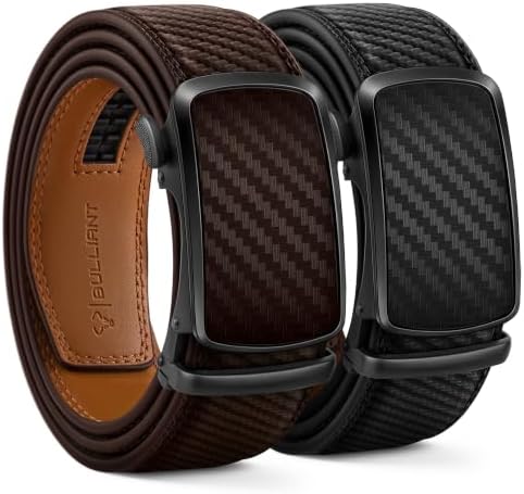 Belt Men 2 Pack, Ratchet Leather Belts 1 3/8″, Exact Fit