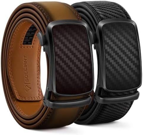 Belt Men 2 Pack, Ratchet Leather Belts 1 3/8″, Exact Fit