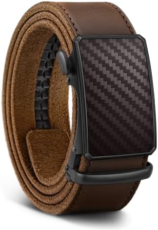 Belt Men, Full Grain Leather Ratchet Belts 1 3/8″, Exact Fit