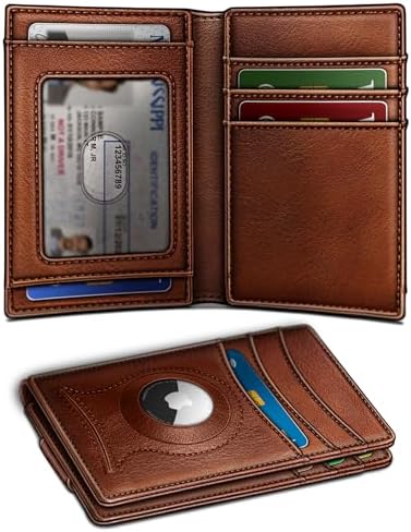 Magnetic Slim Leather Airtag Wallet Money Clip