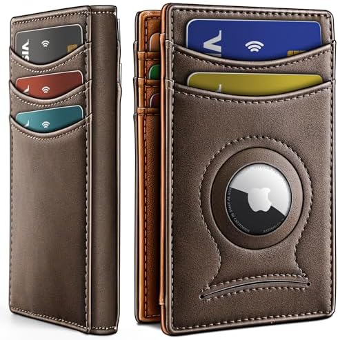 Magnetic Slim Leather Airtag Wallet Money Clip