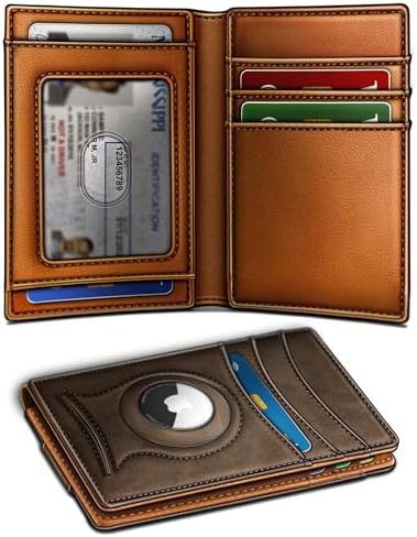 Magnetic Slim Leather Airtag Wallet Money Clip