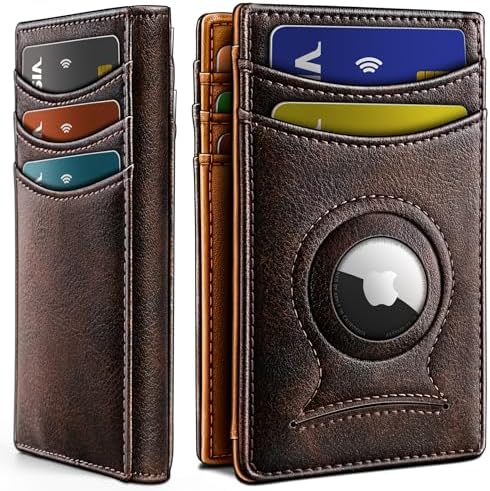 Magnetic Slim Leather Airtag Wallet Money Clip