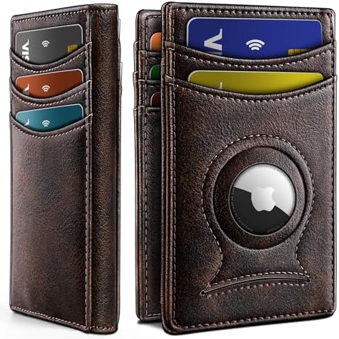 Magnetic Slim Leather Airtag Wallet Money Clip