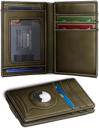 Magnetic Slim Leather Airtag Wallet Money Clip