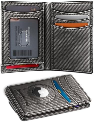 Magnetic Slim Leather Airtag Wallet Money Clip
