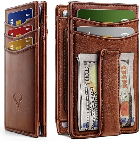 Magnetic Slim Leather Pocket Wallet Money Clip