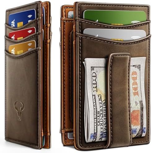 Magnetic Slim Leather Pocket Wallet Money Clip