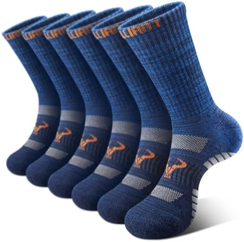 Men Athletic Crew Socks 6Pack-Bamboo Rayon-Cushioned Arch Support