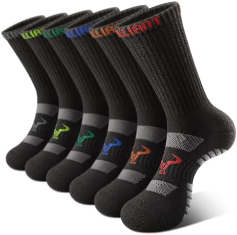 Men Athletic Crew Socks 6Pack-Bamboo Rayon-Cushioned Arch Support