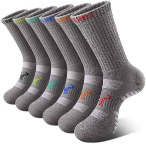 Men Athletic Crew Socks 6Pack-Bamboo Rayon-Cushioned Arch Support