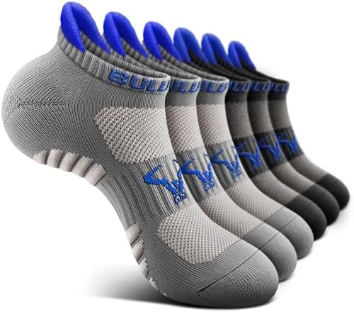 Men Cushioned Athletic Running Ankle Socks 6Pack-Arch Support