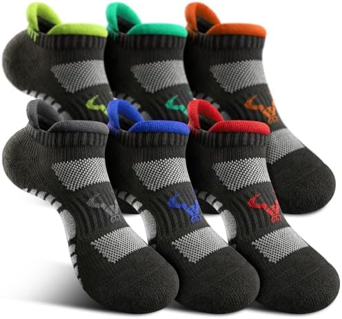 Men Cushioned Athletic Running Ankle Socks 6Pack-Arch Support