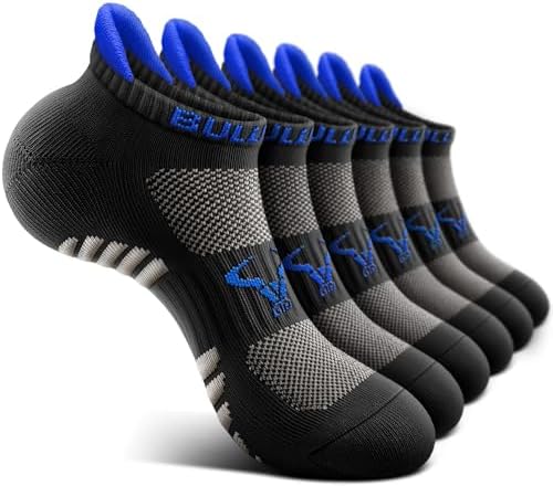 Men Cushioned Athletic Running Ankle Socks 6Pack-Arch Support