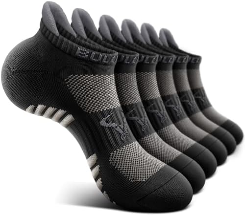 Men Cushioned Athletic Running Ankle Socks 6Pack-Arch Support