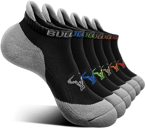 Men Cushioned Athletic Running Ankle Socks 6Pack-Arch Support