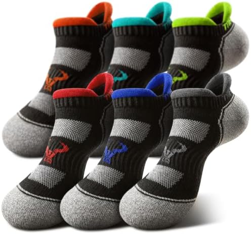 Men Cushioned Athletic Running Ankle Socks 6Pair-Arch Support