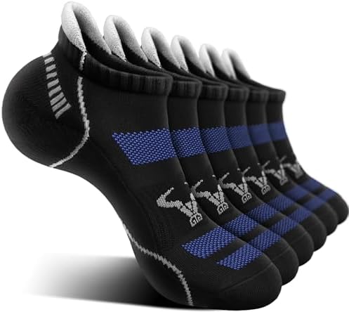 Men Cushioned Athletic Running Ankle Socks 6Pack-Arch Support