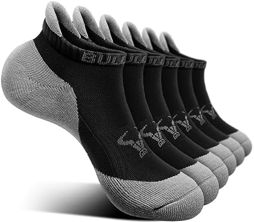 Men Cushioned Athletic Running Ankle Socks 6Pack-Arch Support