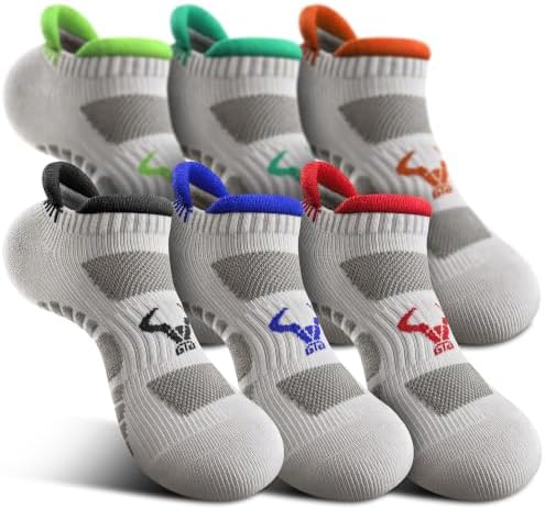 Men Cushioned Athletic Running Ankle Socks 6Pack-Arch Support