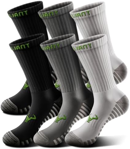 Men Cushioned Compression Crew Socks 6Pack