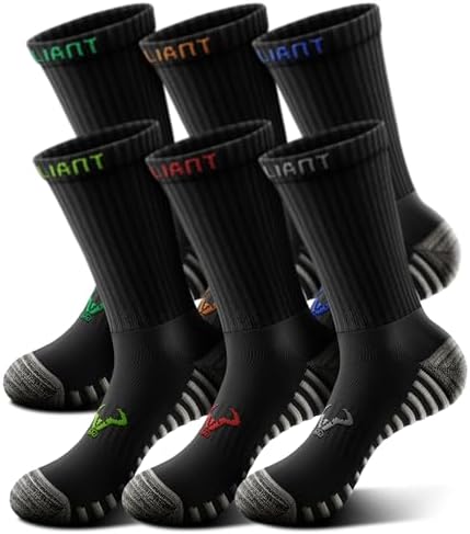 Men Cushioned Compression Crew Socks 6Pack