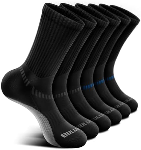 Men Cushioned Compression Crew Socks 6Pack