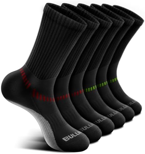 Men Cushioned Compression Crew Socks 6Pack