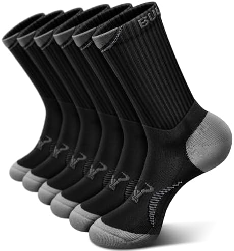 Men Cushioned Compression Crew Socks 6Pack