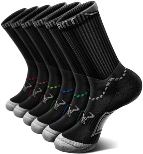 Men Cushioned Compression Crew Socks 6Pack
