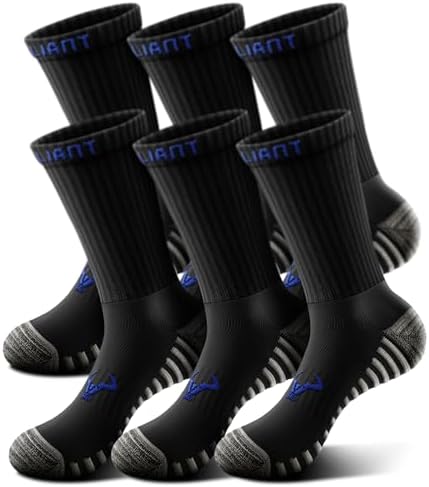 Men Cushioned Compression Crew Socks 6Pack