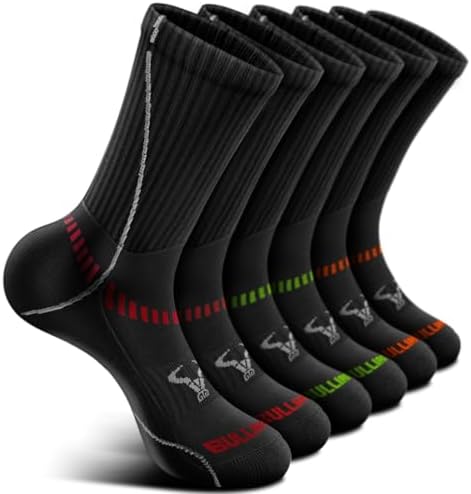 Men Cushioned Compression Crew Socks 6Pack