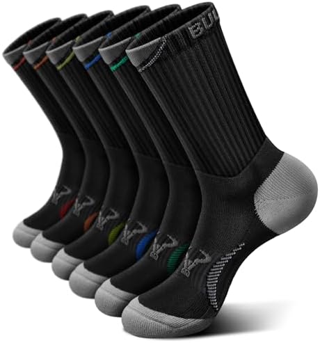 Men Cushioned Compression Crew Socks 6Pack