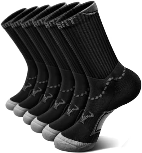 Men Cushioned Compression Crew Socks 6Pack