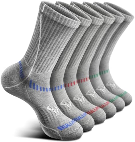 Men Cushioned Compression Crew Socks 6Pack